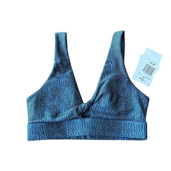 L*Space Active Womens XS Do The Twist Sports Bra Teal Blue Croc Print Padded New - Picture 2 of 9